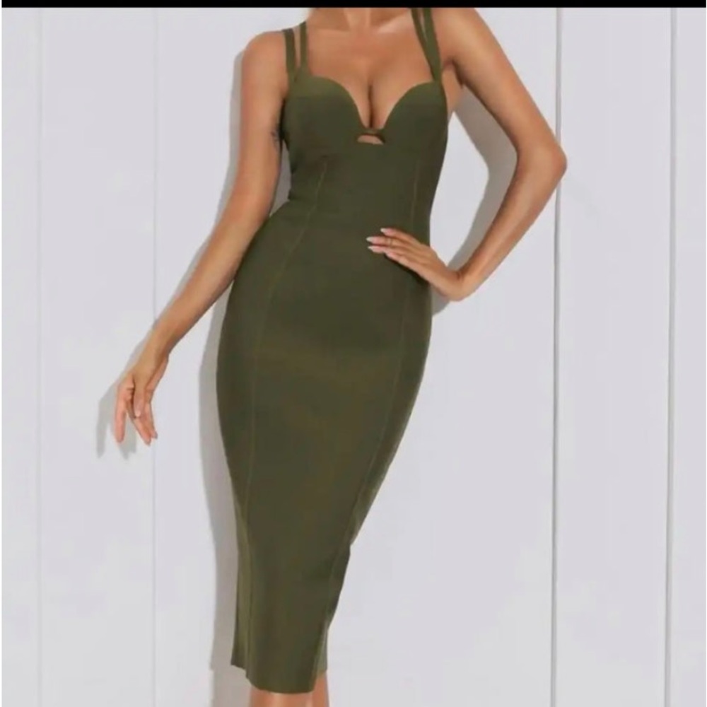 NEW Army Green Bandage Dress Large Sexy LOOK